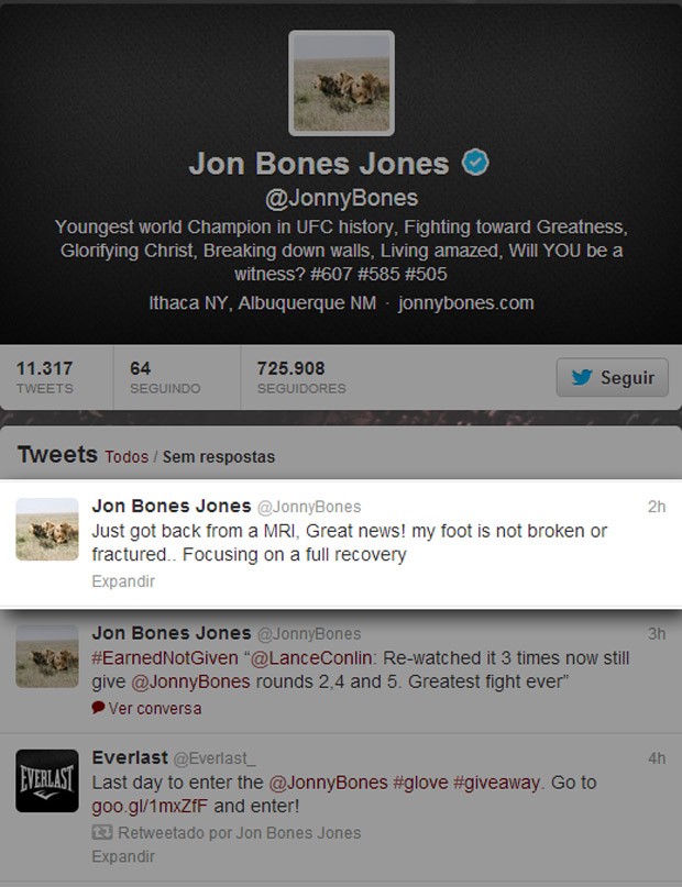 Twitter Jon Jones (Foto: Reprodução / Twitter)