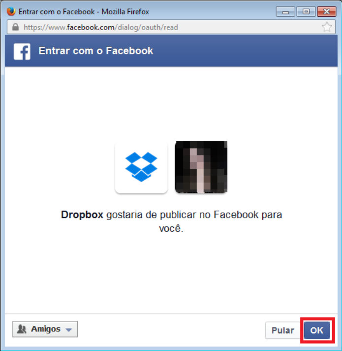 Permitir que o Dropbox acesse suas informações na rede social (Foto: Reprodução/Lívia Dâmaso)