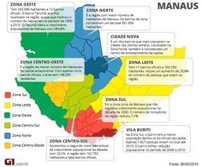Veja Mapa Com Zonas E Bairros Mais Populosos Da Capital Do Amazonas Manaus De Todas As Cores 2014 G1