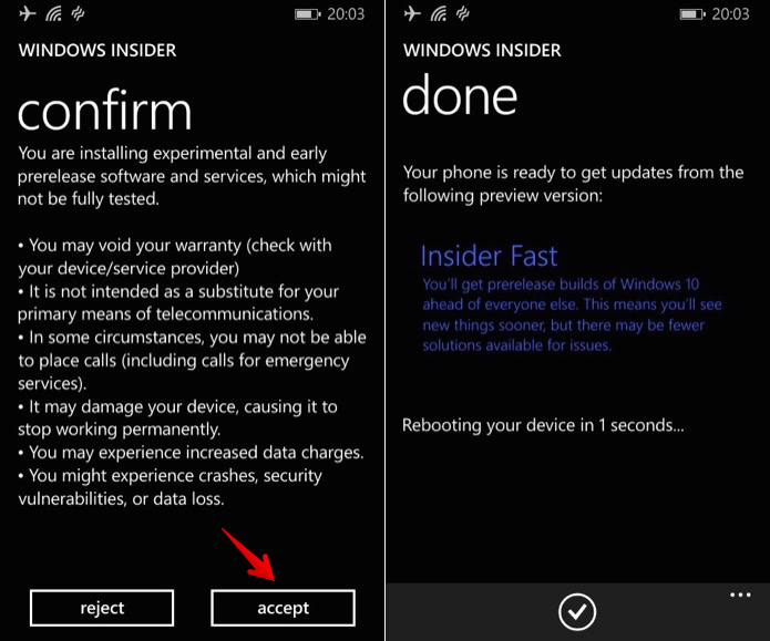 Após voltar para Windows Phone 8.1, usuário selecionará Fast Ring para instalar novo Windows 10 (Foto: Reprodução/Helito Bijora)