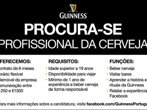 Anúncio da vaga da Guiness no Facebook (Foto: Divulgação/Guiness)