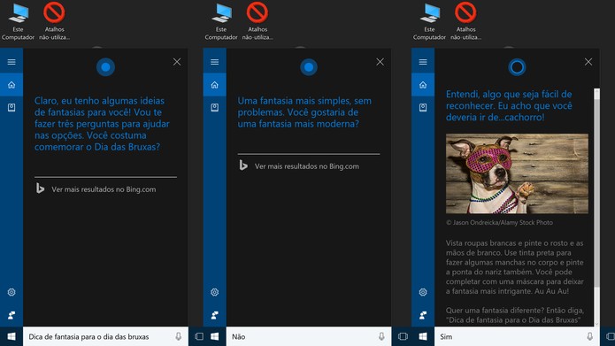 Cortana pode dar dicas sobre que fantasia usar no Halloween (Foto: Reprodução/Elson de Souza)