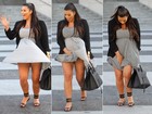 Vestido de Kim Kardashian voa e socialite quase mostra demais