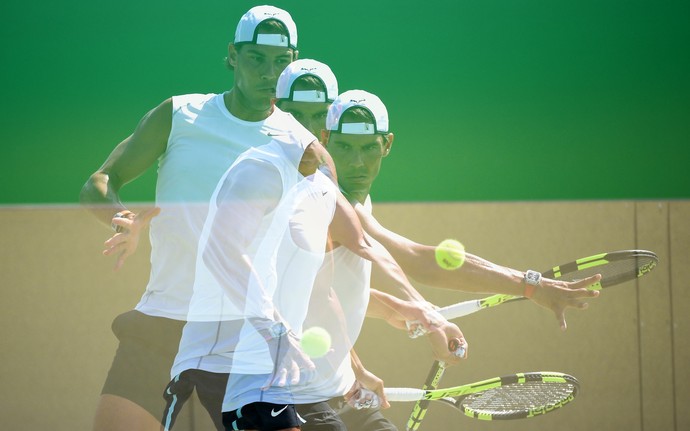 Rafael Nadal sem proteção (Foto: André Durão)