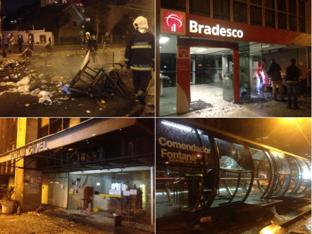 Vândalos destroem prédios públicos e o comércio do Centro Cívico de Curitiba (Foto: Ariane Ducati/ÓTV) Vândalos destroem prédios públicos e o comércio do Centro Cívico de Curitiba (Foto: Ariane Ducati/ÓTV)