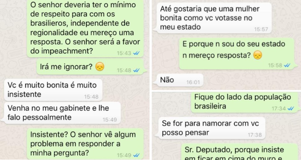 Adolescente publicou troca de mensagens com celular de deputado (Foto: Reprodução)