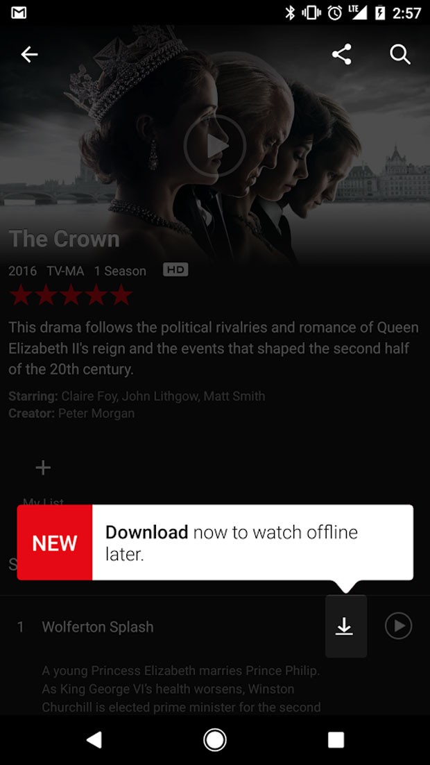 Imagem de divulgação da Netflix mostra o botão de download, nova opçõa para os assinantes do serviço de vídeos on-line (Foto: Divulgação/Netflix)