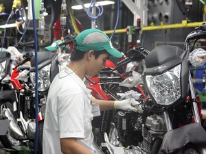 Produção de motos Honda, em Manaus (Foto: Divulgação)