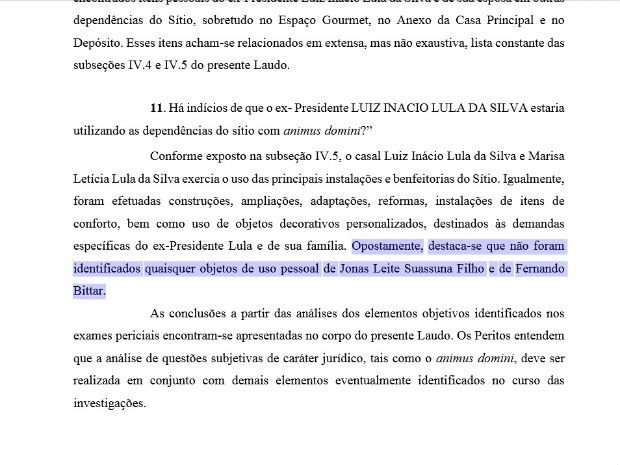 PF diz que não encontrou objetos de donos de sítio frequentado por Lula (Foto: Reprodução)