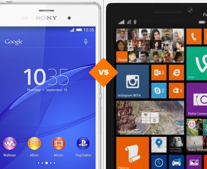 Comparativo Xperia Z3 vs. Lumia 930 (Foto: Arte/TechTudo) Comparativo Xperia Z3 vs. Lumia 930 (Foto: Arte/TechTudo)
