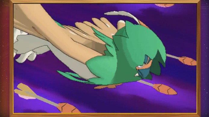 Decidueye dispara seu poderoso Z-Move Sinister Arrow Raid em Pokémon Sun & Moon (Foto: Reprodução/YouTube)