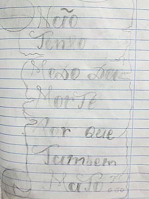 Frase no caderno do tráfico encontrado em casa onde suspeitos foram mortos na Bahia (Foto: Rafael Vedra/ Liberdade News)