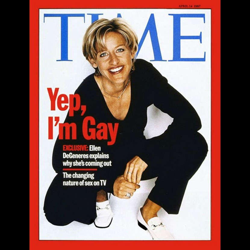 A atriz e apresentadora de televisão Ellen DeGeneres, hoje com 56 anos, se assumiu gay em uma capa histórica da revista 'Time' em abril de 1997. (Foto: Reprodução)