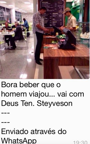 Foto do tenente Styvenson embarcando para Brasília se espalhou nas redes sociais  (Foto: Autoria desconhecida)