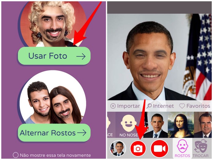 Escolha a opção que você deseja no Face Swap Live e faça a montagem (Foto: Reprodução/Lucas Mendes)