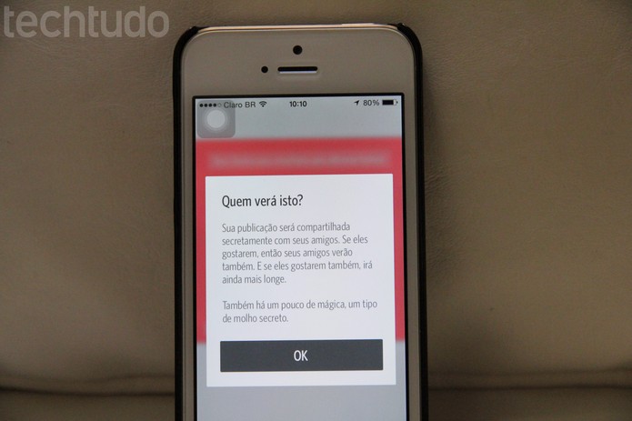 A visibilidade do seu segredo no Secret dependerá dos likes dos seus amigos  (Foto: Carol Danelli/TechTudo)