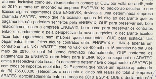 Trecho de depoimento de Victor Colavitti em acordo de delação premiada