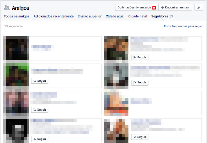 Visualizando lista de seguidores no Facebook (Foto: Reprodução/Helito Bijora)
