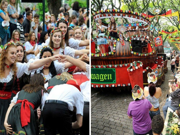 Público se divertiu com os desfiles temáticos e shows nacionais (Foto: Montagem sobre fotos/ Rodrigo Assmann/ Divulgação)