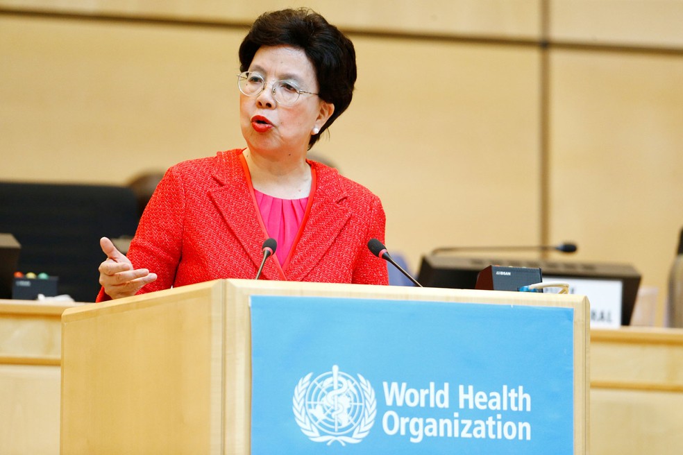 Diretora da OMS Margaret Chan fala nesta segunda-feira (22) (Foto: REUTERS/Pierre Albouy)