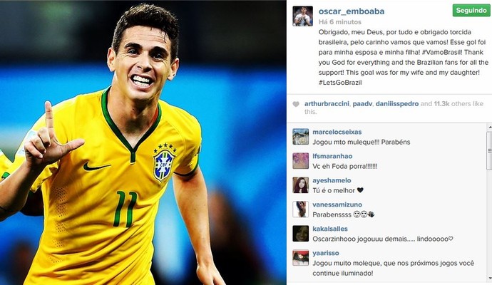 Oscar Festeja Atuacao E Dedica O Gol Para A Filha Esse Foi Para A Julia Globoesporte Com