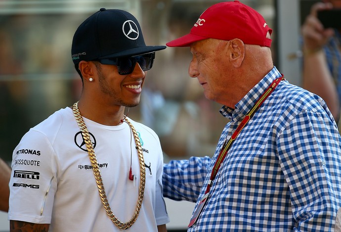 Lewis Hamilton e Niki Lauda no GP de Abu Dhabi (Foto: Getty Images)
