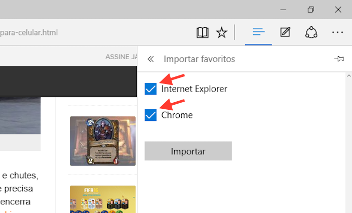 Ativando o Google Chrome na ferramenta de importação de favoritos do Microsoft Edge (Foto: Reprodução/Marvin Costa)