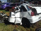 Carro é destruído em acidente que matou mãe e filha no Paraná