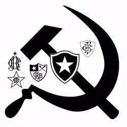 Montagem com símbolo comunista e escudos do Botafogo circula nas redes sociais