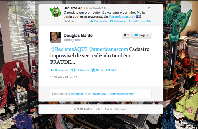 No Twitter, consumidores reclamam que não conseguem editar seus cadastros em lojas (Foto: Reprodução/Twitter) No Twitter, consumidores reclamam que não conseguem editar seus cadastros em lojas (Foto: Reprodução/Twitter)