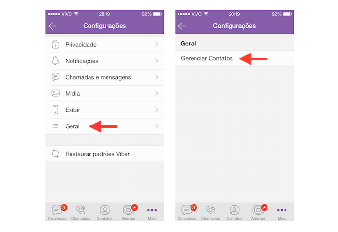 Acessando a ferramenta de gerenciamento de contatos do Viber no iPhone (Foto: Reprodução/Marvin Costa)