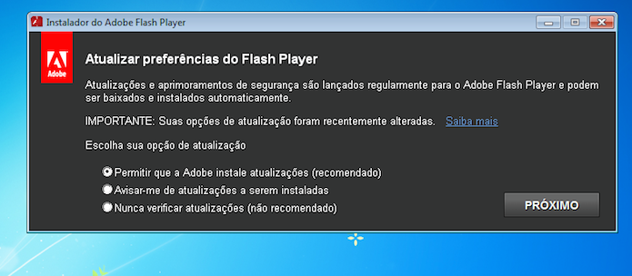 Iniciando a instalação e selecionando como será feita a atualização do programa (Foto: Reprodução/Edivaldo Brito)