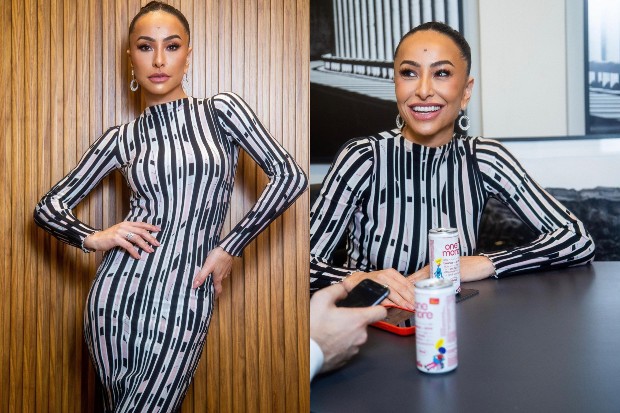 Sabrina Sato Mostra Look Elegante Vestido Listrado Mood