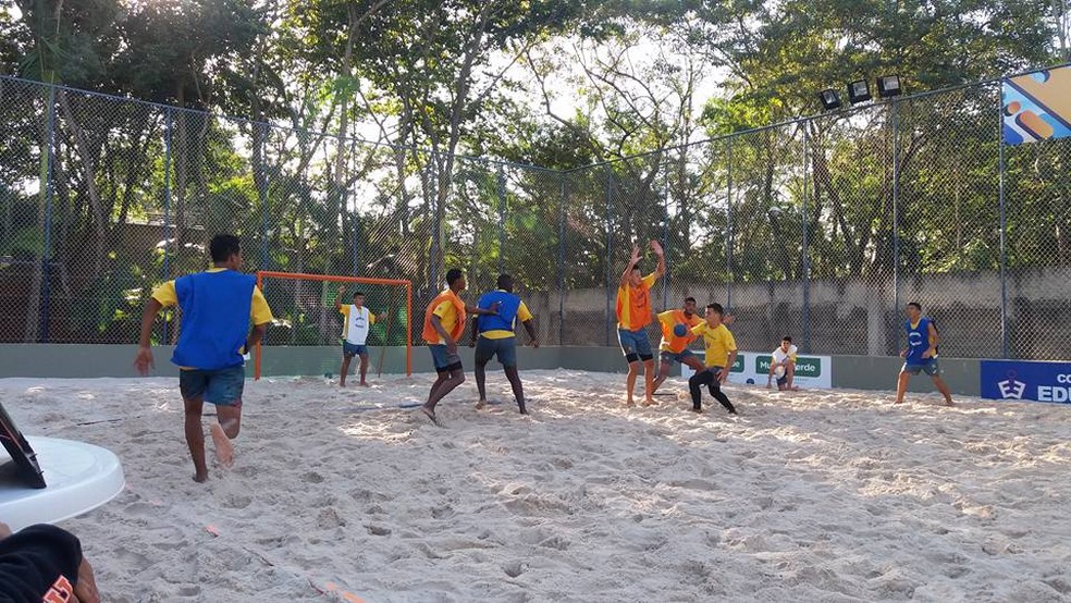 Seleção masculina estava treinando no momento em que a notícia chegou ao CT (Foto: Arquivo Pessoal)