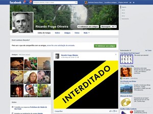 Página do Facebook de Ricardo Fraga com protesto interditado pela Justiça (Foto: Reprodução/Facebook)