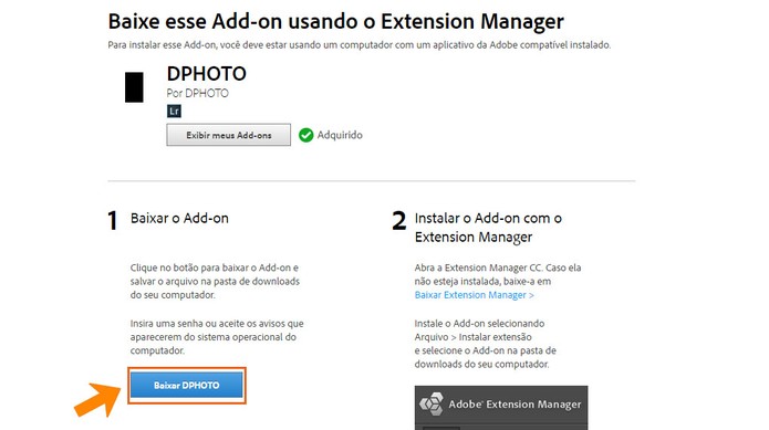 Baixe o complemento no computador (Foto: Reprodução/Barbara Mannara)