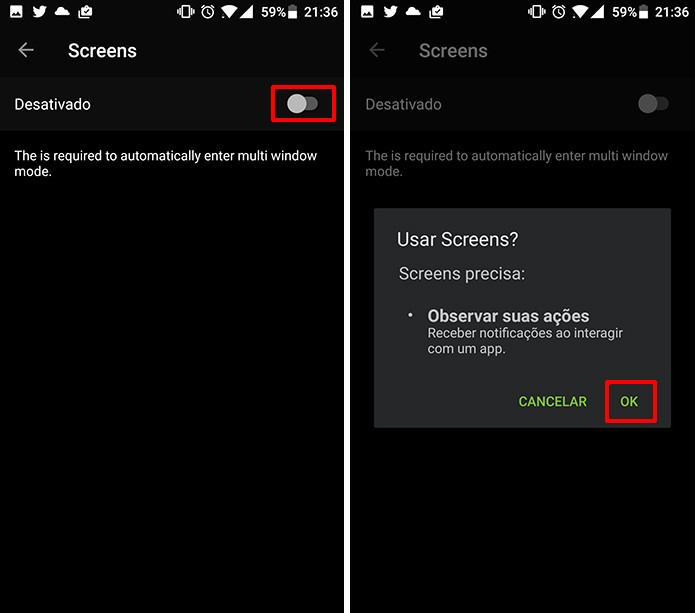 Confirme a permissão de acessibilidade ao Screens no Android (Foto: Reprodução/Elson de Souza)