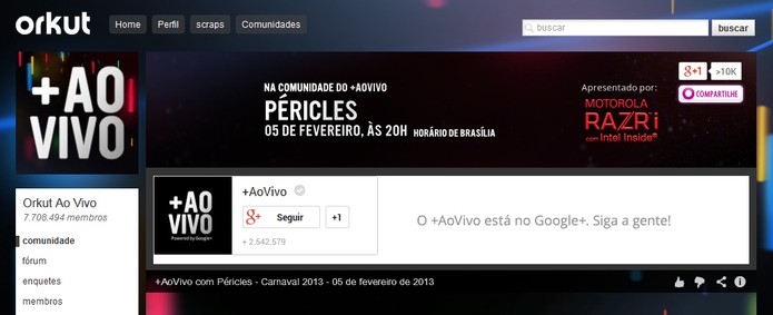 Orkut Ao Vivo (Foto: Reprodução/Carol Danelli) Orkut Ao Vivo (Foto: Reprodução/Carol Danelli)