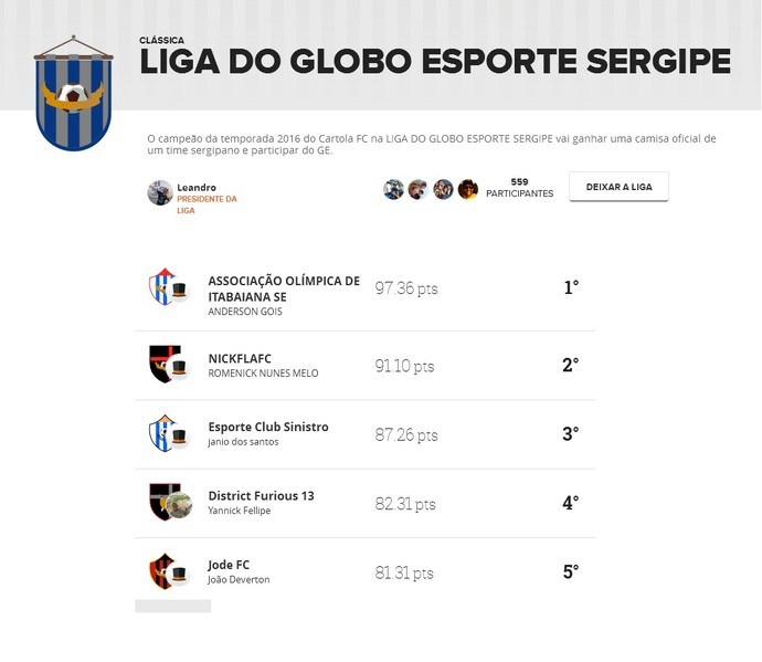 Print, Liga do Globo Esporte Sergipe (Foto: Reprodução)