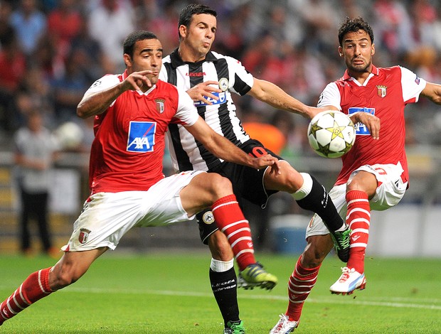 Antonio DiNatale, Ismaily, Helder Barbosa, Udinese x Braga (Foto: Agência AP)