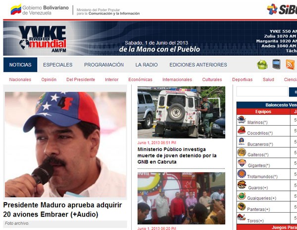 Maduro aprova aquisição de mais 14 aviões da Embraer, noticia a radio estatal. (Foto: Reprodução/http://www.radiomundial.com.ve)