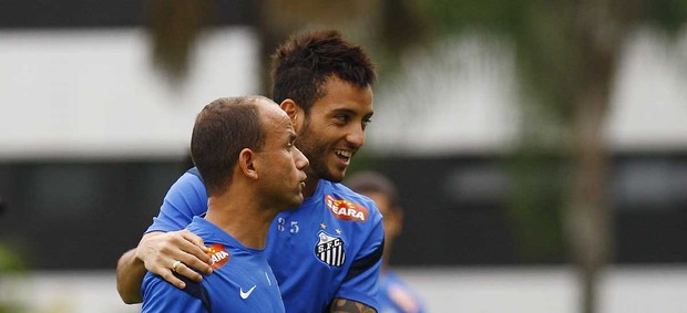 Santos - Léo e Felipe Anderson - Treino (Foto: Divulgação/Santos FC)