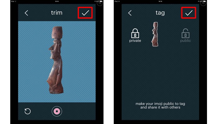 Clique nos comandos em destaque para finalizar a edição e para confirmar se seu emoji será público ou privado (Foto: Reprodução/Daniel Ribeiro)
