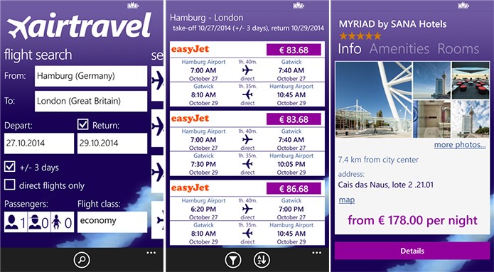 Airtravel é um aplicativo para Windows Phone onde usuário pode pesquisar passagens (Foto: Divulgação/Windows Phone Store)