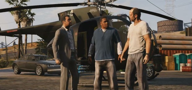 Os três personagens de 'GTA V' reunidos no novo trailer (Foto: Divulgação)