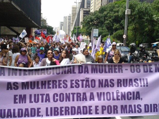 Ato Dia Internacional da Mulher em SP (Foto: Paula Paiva/G1)