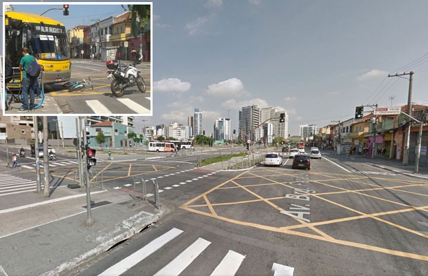 Acidente (no detalhe) foi no cruzamento da Avenida Faria Lima com Rua Chopin Tavares de Lima (Foto: Reproduo/Google Earth/Andreia Barros/Arquivo pessoal)