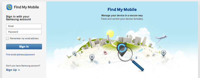 Site Samsung Dive, que permite localizar seu smartphone Galaxy (Foto: Reprodução) Site Samsung Dive, que permite localizar seu smartphone Galaxy (Foto: Reprodução)