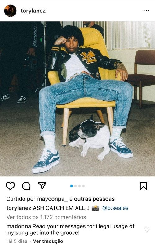 Madonna acusa Tory Lanez de plágio (Foto: Instagram) Madonna acusa Tory Lanez de plágio (Foto: Instagram)