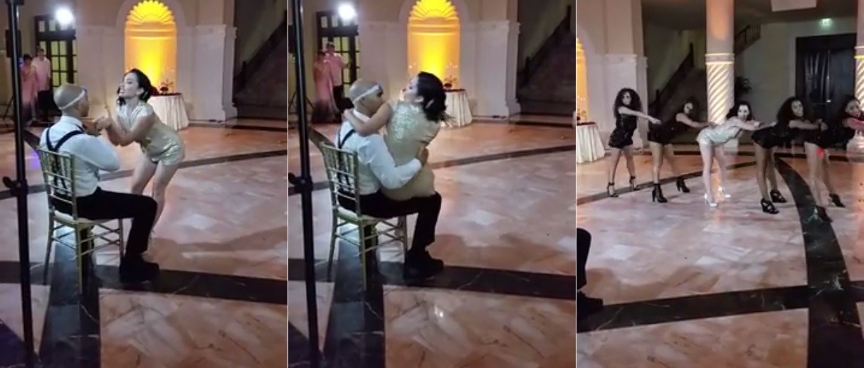 Noiva faz dança sexy para o marido na festa de casamento